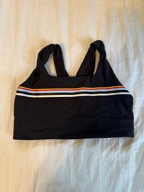 Free People Black Sports Bra with Striped Band
